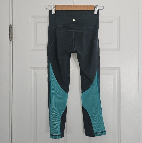 Lululemon Mix & Mesh Crop 21" Active Teal Leggings Tights 4 - Picture 6 of 9